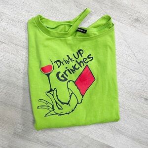 The Grinch lime green off the shoulder long sleeve lightweight sweater size L